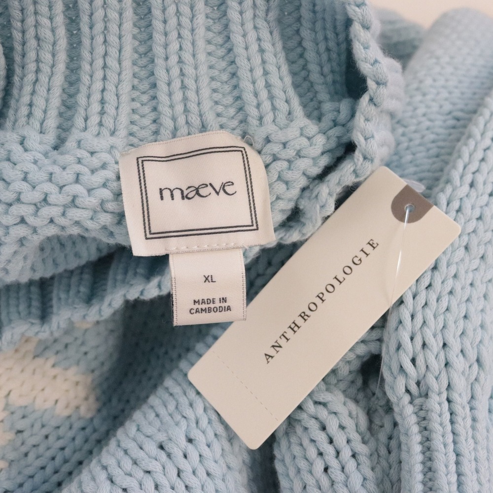 NWT Anthropologie Maeve Snowflake Pippa Icon Sweater XL Light Blue Mock Neck - Picture 7 of 9